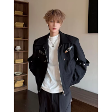 批发潮牌潮人邦金属解构绑带工装夹克男2026新款春季痞帅短款<b class='q'>外套</b>潮