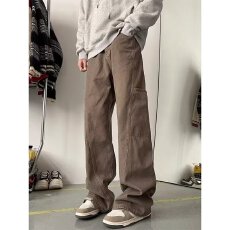 批发2026年 淘潮美式复古直筒棕色牛仔裤男高街宽松潮牌休闲工装裤