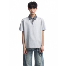 批发【原版高质量<b class='q'>衬衫</b>领潮乐邦复古美式<b class='q'>T</b><b class='q'>恤</b>宽松休闲百搭上衣情侣