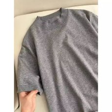 批发【超柔感包芯纱针织艺汐T恤潮牌宽松针织短袖圆领老钱风男半袖