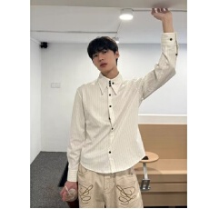 批发原版质量 原版面料】春秋二浩长袖衬衫男翻领单口袋薄款时尚上衣