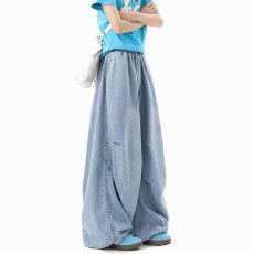 批发美式潮人邦褶皱松紧腰阔腿伞兵牛仔裤男春宽松休闲hiphop跳舞裤子