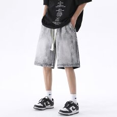 批发牛仔短裤】男装杰森汇宽松直筒牛仔五分裤男水洗<b class='q'>夏</b>季薄款休闲裤裤