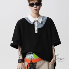 假两件101polo领短袖男夏季2026新款宽松设计感情侣半袖男生T恤