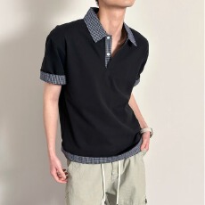 批发【空气棉】休闲二浩<b class='q'>格子</b>假两件polo<b class='q'>衫</b>短袖男上衣宽松夏季半袖T恤