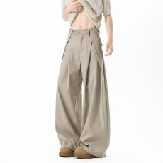 批发复古二浩潮牌高级感打褶垂感西裤男女<b class='q'>美式</b>宽松百搭阔腿<b class='q'>休闲</b>裤时尚