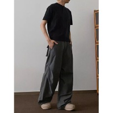 批发原版质量】2026二浩新款文艺原宿百搭褶皱冰丝裤子男夏季<b class='q'>潮</b>流日系