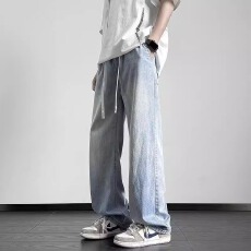 批发天丝玩裤<b class='q'>牛仔裤</b>男夏季薄款宽松直筒长裤2026学生垂感阔腿休闲裤子