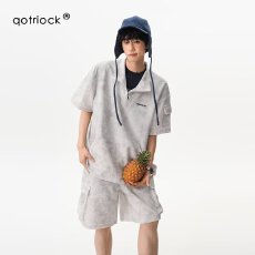 批发套装】痞帅大四喜扎染休闲<b class='q'>运动</b>套装<b class='q'>男</b>女生夏季短袖短裤机能两件套