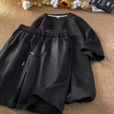 批发【满天星套装青少年潮牌侠休闲<b class='q'>运动</b>套装设计感宽松<b class='q'>t</b><b class='q'>恤</b>短裤两件套