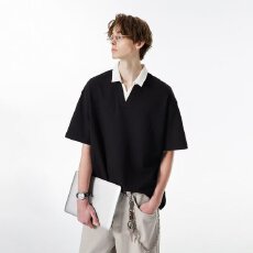 批发<b class='q'>男</b>士摩朋短袖polo衫夏季潮流V领拼接<b class='q'>T</b><b class='q'>恤</b><b class='q'>男</b>痞帅网红休闲百搭上衣帅