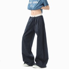 批发原版面料复合立体包边】格子名派休闲<b class='q'>裤</b>男春夏直筒<b class='q'>裤</b>宽松阔腿<b class='q'>裤</b>子