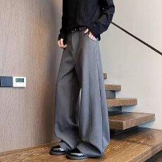 批发春夏经典日系老钱风西装长裤2026新款宽松阔腿裤cleanfit<b class='q'>男士</b><b class='q'>西裤</b>