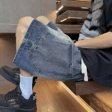 批发2026先潮夏季牛仔短裤<b class='q'>男生</b>宽松百搭美式休闲直筒薄款五分裤中裤