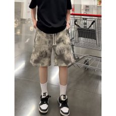 批发美式欧派星扎染休闲短裤男款夏直筒宽松中裤脏脏风潮牌痞帅五分裤