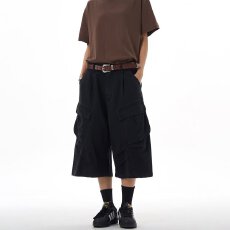 批发美式陨石复古机能风伞兵工装短裤男女夏季休闲阔腿薄款阔腿七分裤