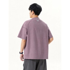 批发极简潮乐邦老钱风短袖男士T恤夏季<b class='q'>休闲</b>宽松半袖上衣情侣衣服