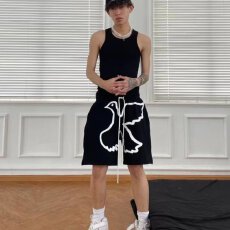 批发2026巴鲁米夏季和平鸽纯棉短裤小众美式休闲街头五分裤百搭卫裤男