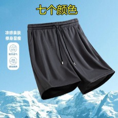 批发夏季卓和兴弹力短裤薄款男运动中裤宽松休闲冰丝速干五分男短裤子