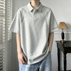 翻领小佳解构拼接短袖polo衫男夏季t恤韩版修身新款百搭体恤上衣
