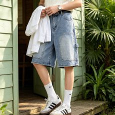 批发新款新汇佳夏季牛仔短裤<b class='q'>男生</b>宽松百搭美式休闲直筒薄款五分裤中裤
