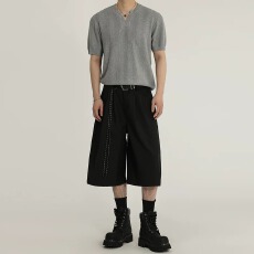 批发【原版250g西裤面料廓形潮男七分裤男女高级感阔腿<b class='q'>休闲</b>短裤潮