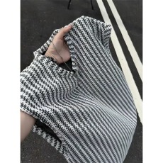美式008鱼骨纹坎肩v领背心男款夏季cleanfit运动无袖t恤宽松上衣