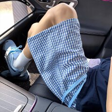 夏季聚友男士休闲格子抽绳短裤时尚潮流百搭宽松简约五分裤潮