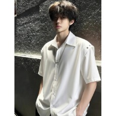 批发冰丝潮协会<b class='q'>短袖</b><b class='q'>衬衫</b><b class='q'>男士</b>凉感2026夏季休闲<b class='q'>衬衣</b>垂感宽松<b class='q'>衬衣</b>上衣潮
