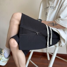 批发青少年良田休闲短裤男夏季<b class='q'>潮</b>牌外穿运动中裤宽松阔腿过膝五分裤子
