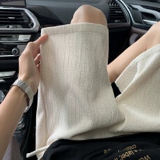 批发美式国<b class='q'>潮</b>麦穗纹短裤男夏季薄款外穿运动休闲裤宽松直筒阔腿五分裤