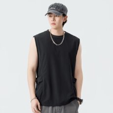 纯棉潮公子坎肩白背心男加肥加大码潮胖子宽松无袖T恤ins夏装高街
