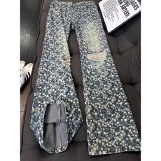 批发微喇杜哒哒牛仔裤男春夏新款美式复古高腰<b class='q'>修身</b>显瘦破洞直筒喇叭裤
