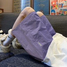 批发多巴胺白茶速干运动短裤女2026新款夏季大码中裤子宽松休闲五分裤