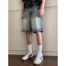 批发牛仔森野短裤男夏季美式高街宽松直筒五分裤2026新款<b class='q'>男生</b>休闲裤子