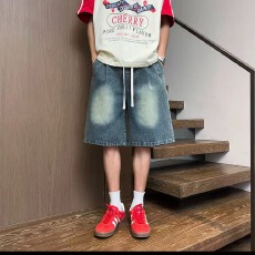 批发短裤牛仔先生男夏季薄款中裤潮流美式男款潮牌<b class='q'>男生</b>男士休闲五分裤