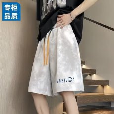 批发夏季长隆薄款休闲短裤<b class='q'>男士</b>扎染印花运动中裤潮流宽松百搭五分<b class='q'>裤子</b>