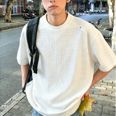 男士文艺男短袖T恤夏季男装纯色宽松透气百搭夏天衣服男生半袖
