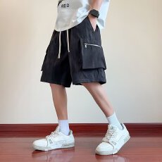 男士大四喜工装裤男夏季短裤男2026新款休闲扎染裤子宽松五分裤男