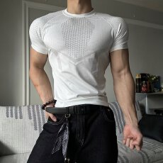 批发健身服稳过无缝紧身衣男高弹力速干短袖跑步运动<b class='q'>T</b><b class='q'>恤</b>显肌肉训练服