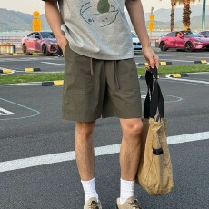 薄款凯尊度柔软松紧带速干短裤男夏季新款美式复古宽松休闲裤子