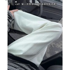肌理感良田小西裤男夏秋季垂感条纹休闲长裤宽松显瘦大码直筒裤子
