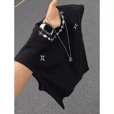 批发2026喔裳刺绣坎肩无袖垫肩美式T恤男短袖美式高级感背心重磅休闲