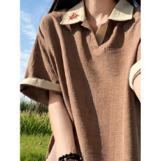 批发刺绣招财Polo衫短<b class='q'>袖</b>男女夏季老钱风翻领t恤慵懒风2026新款<b class='q'>半截</b><b class='q'>袖</b>