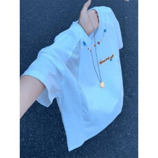 批发美式缘创刺绣网眼短<b class='q'>袖</b>T恤男夏季运动休闲<b class='q'>半截</b><b class='q'>袖</b>速干宽松半<b class='q'>袖</b>上衣