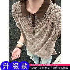 批发小众设计感翻领拼接假两件POLO衫男短袖夏季<b class='q'>潮</b>牌宽松半袖T恤上衣
