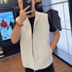 批发<b class='q'>春</b>夏14K服饰轻奢高档立领马甲外套男士简约纯色时尚休闲坎肩夹克