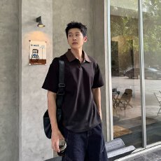 批发夏季前卫简约短袖Polo衫<b class='q'>男士</b>日系拼色休闲T恤百搭翻领体恤<b class='q'>上衣</b>服