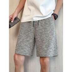 批发条纹潮流坊运动短裤男夏薄款美式休闲中裤高级感直筒宽松五分裤子