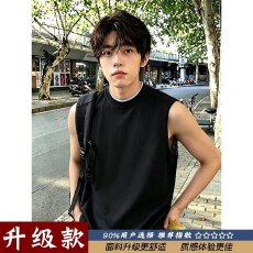 批发圆领纯色汗背心男<b class='q'>夏</b>季简约百搭情侣坎肩上衣潮流日系宽松无袖汗衫